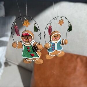 Vintage 1970s Gingerbread Couple Ornaments – Folk Art Christmas Decor